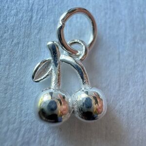 Sterling Silver 925 Cherry Charm Fruit Cherries 3D New